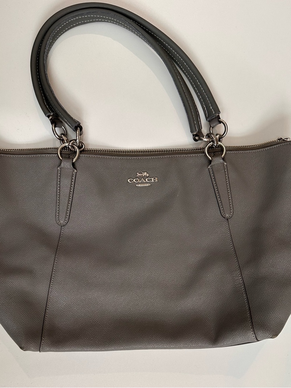 Coach Ava Tote ๐ Bag in Heather Gray Crossgrain Leather F57526 Silver Hardware